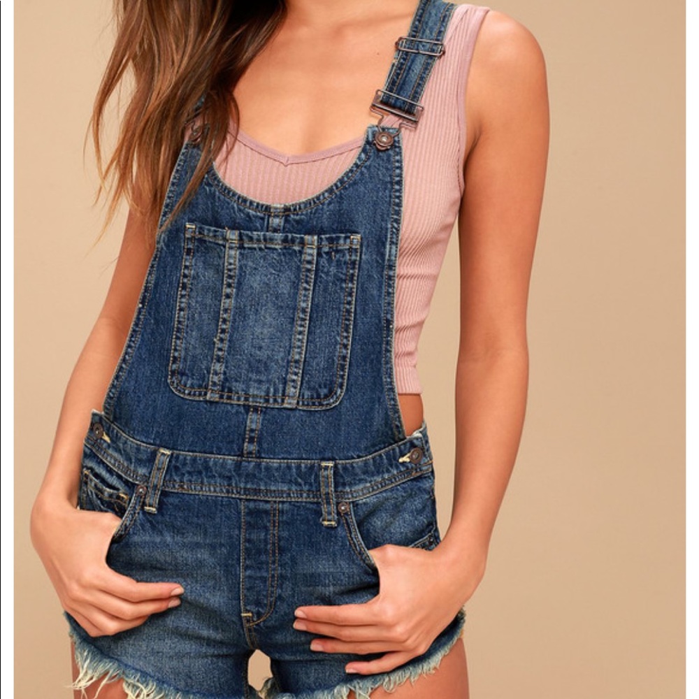 Free People Summer Babe Overall Shorts